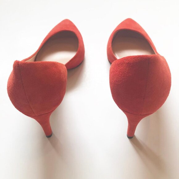 J Crew, D'Orsay, Pointed Toe, Orange, Suede Heels, Size 8.5, NWOB, appx 2.3/4" - Picture 7 of 16